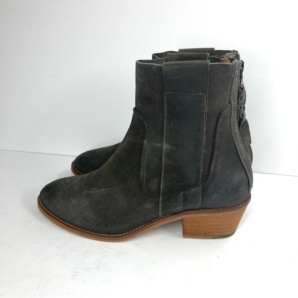 BASKE California Suede Gunner Leather Western Boots 7 Dark Gray Made in Spain